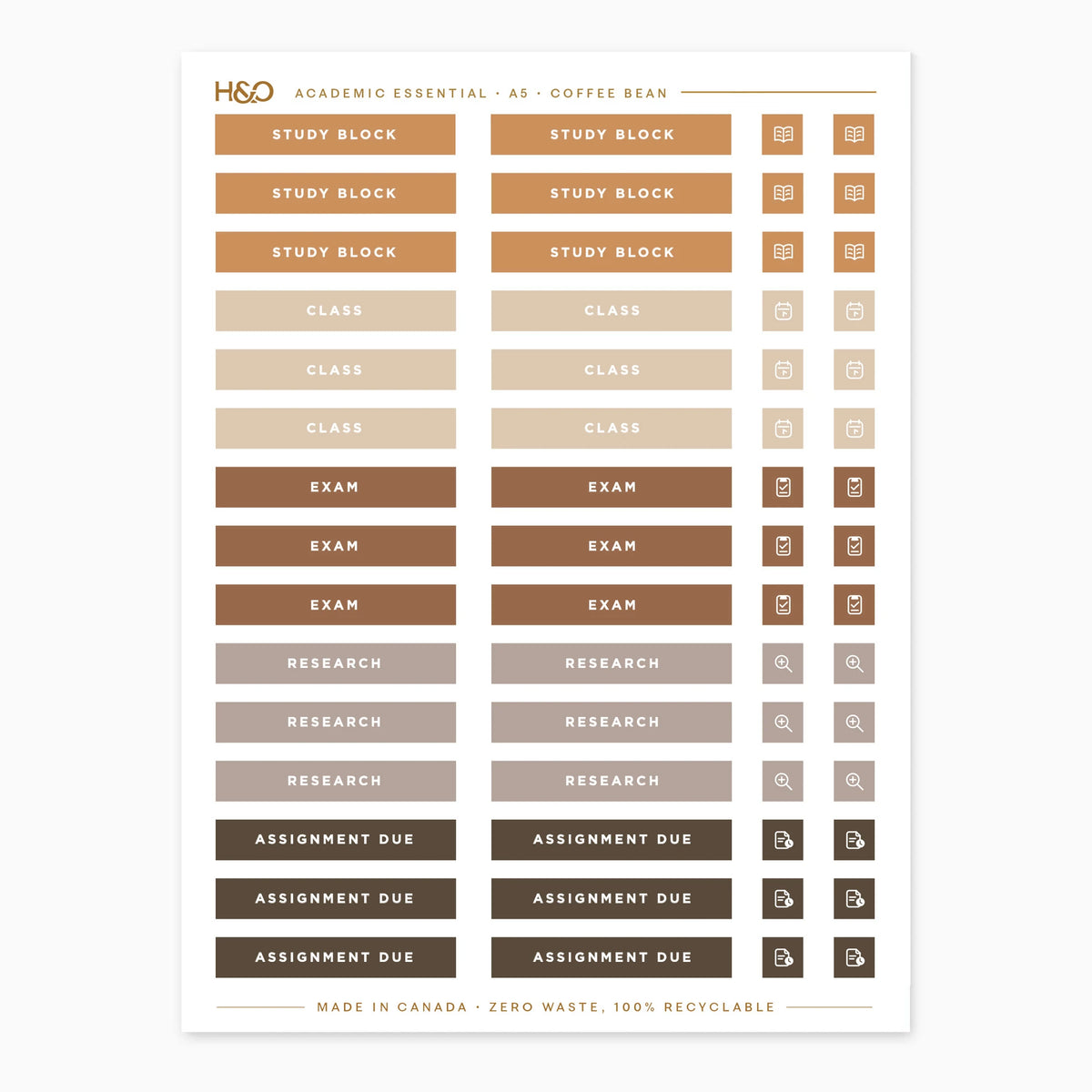 Academic Essential Stickers in Coffee Bean #color_Coffee Bean