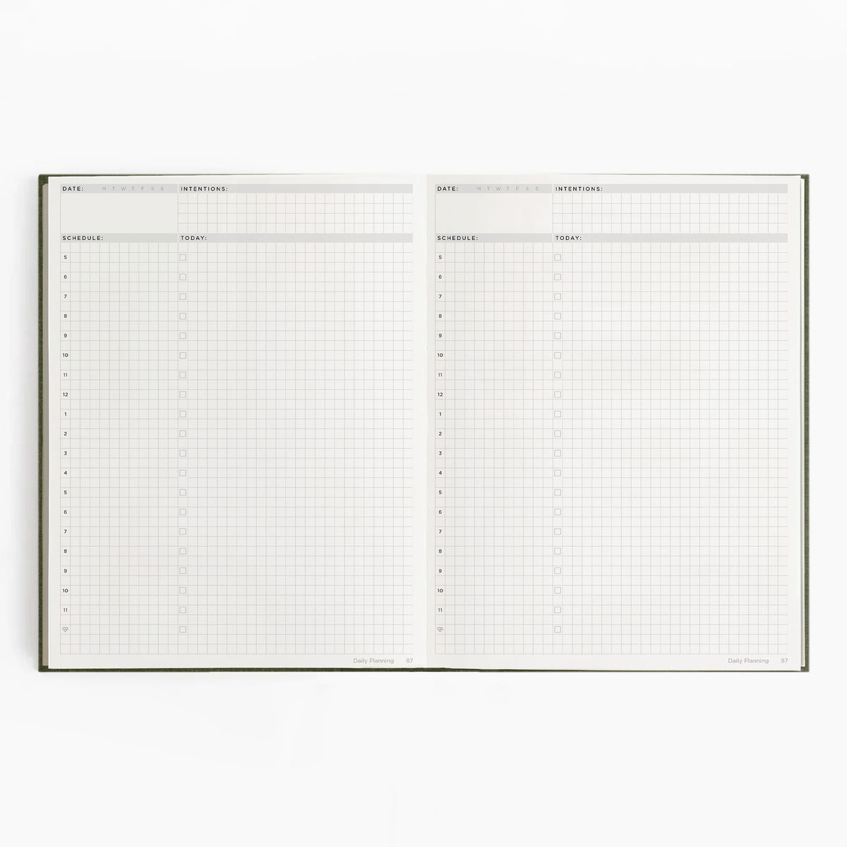 Undated Daily Planner (6-Month, Cloth Flex, 120gsm) in Moss #color_moss