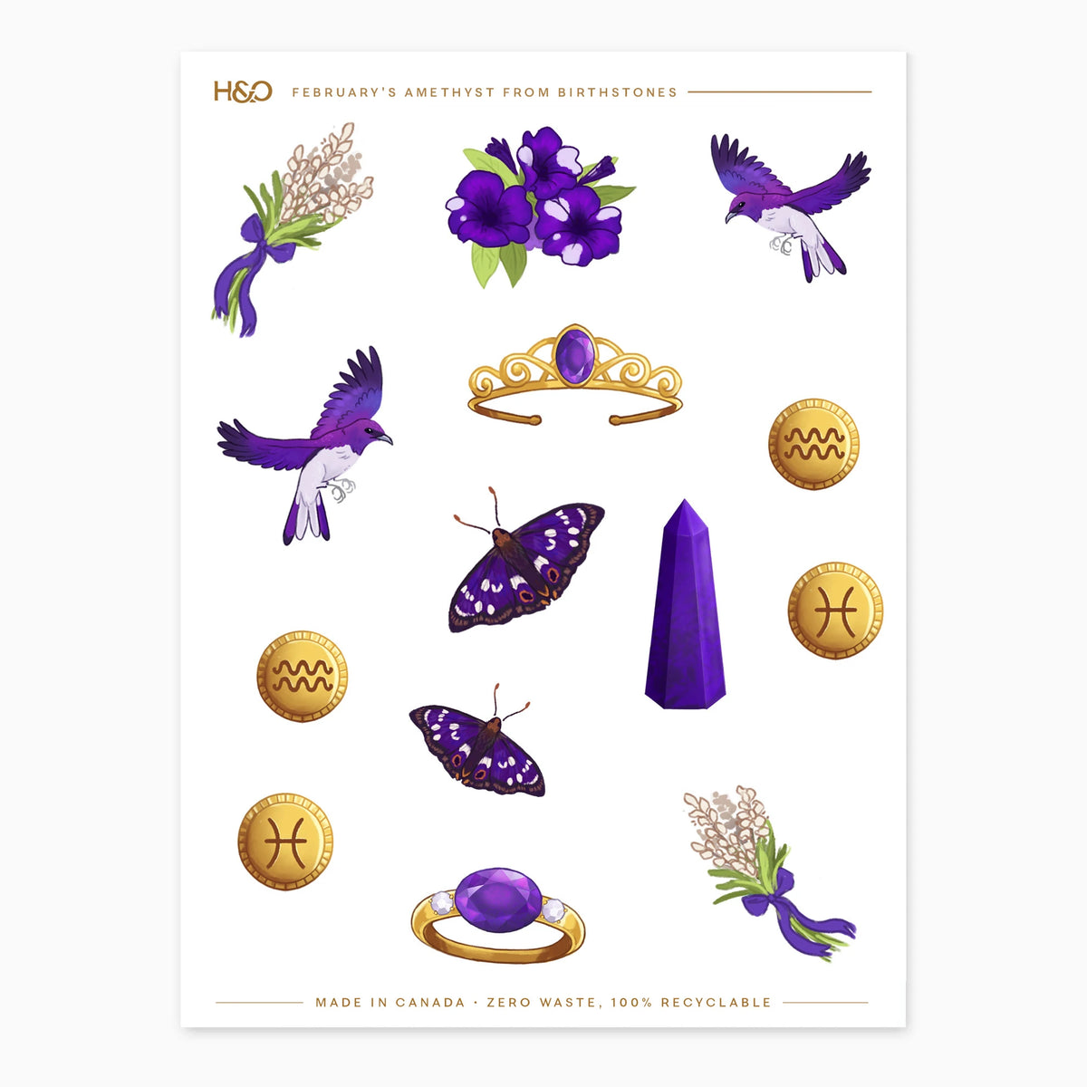 Birthstones Stickers in February's Amethyst #color_February's Amethyst