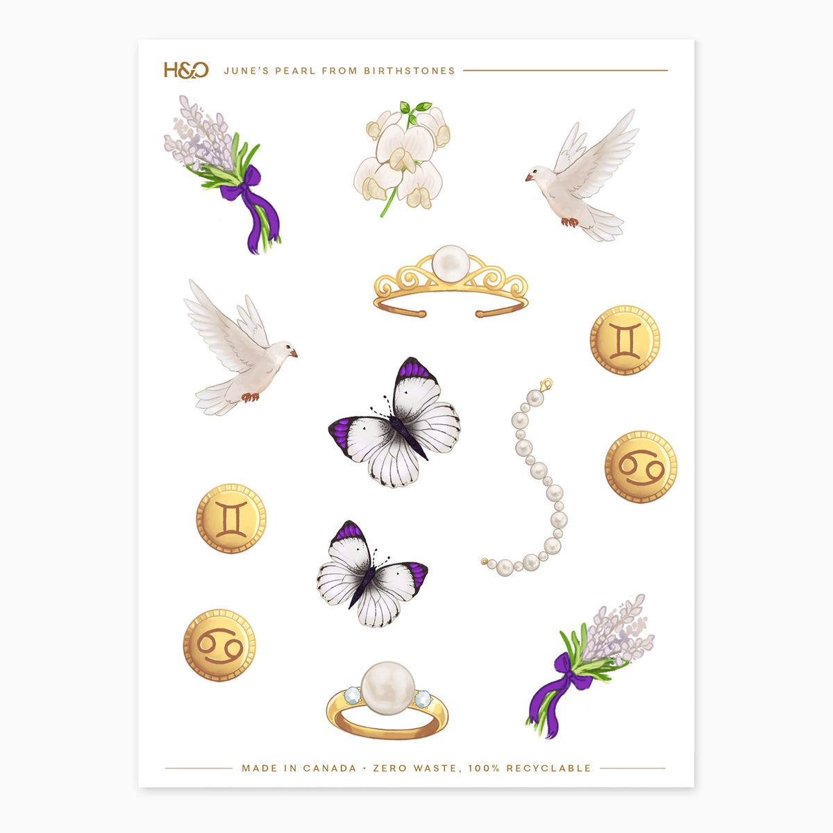 Birthstones Stickers in June's Pearl #color_June's Pearl
