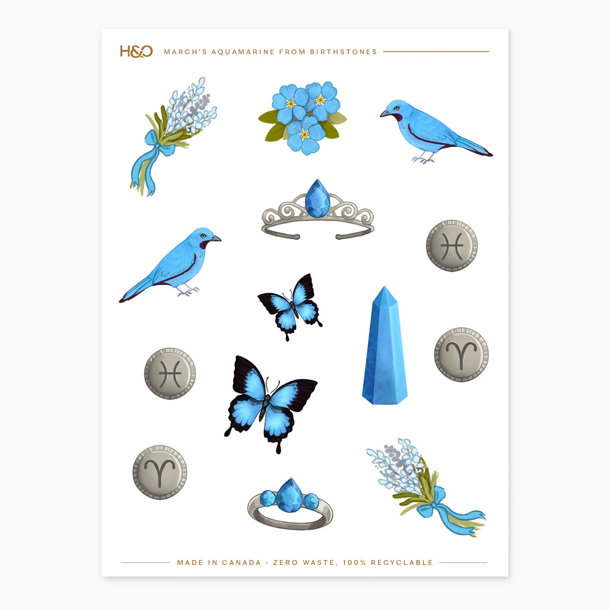 Birthstones Stickers in March's Aquamarine #color_March's Aquamarine