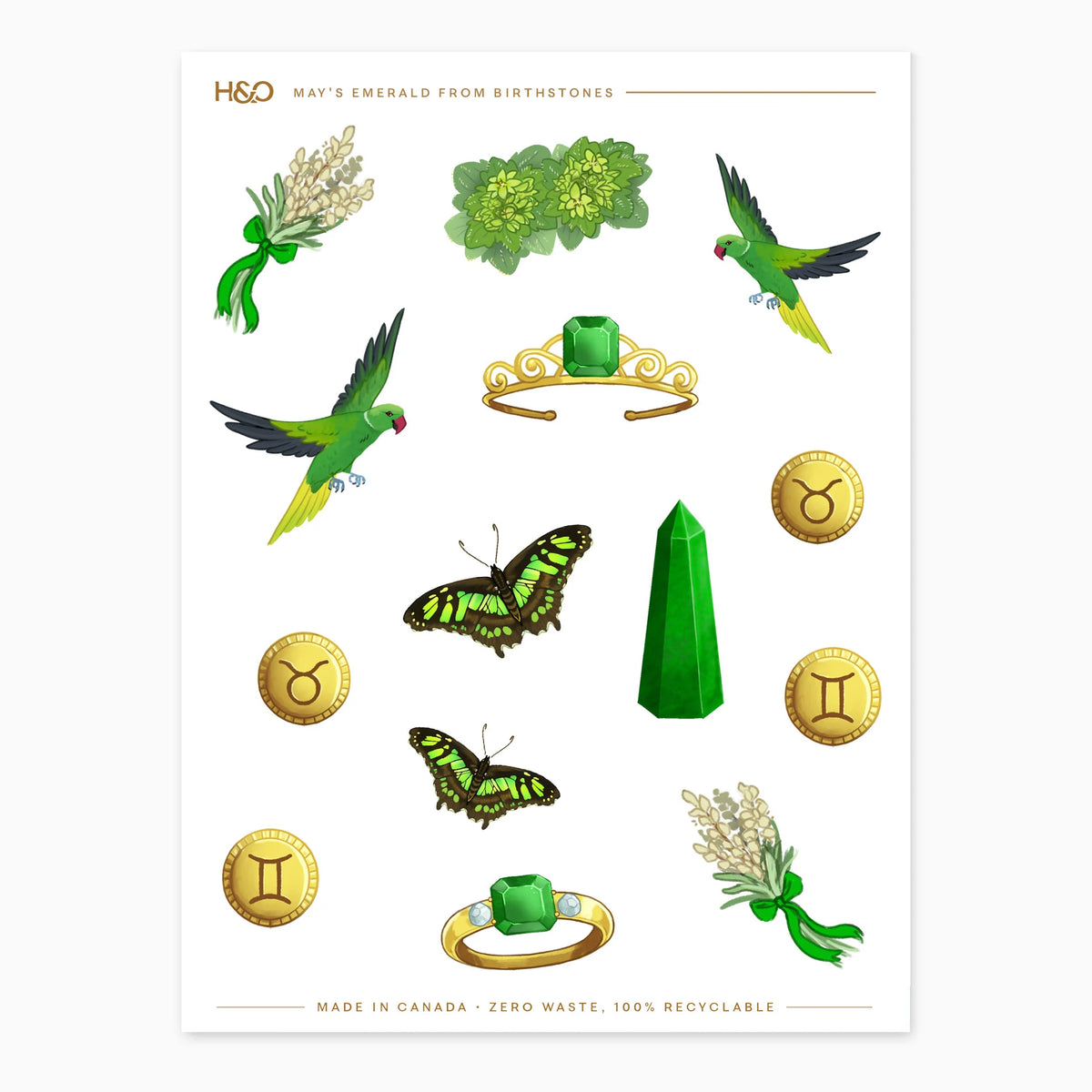 Birthstones Stickers in May's Emerald #color_May's Emerald