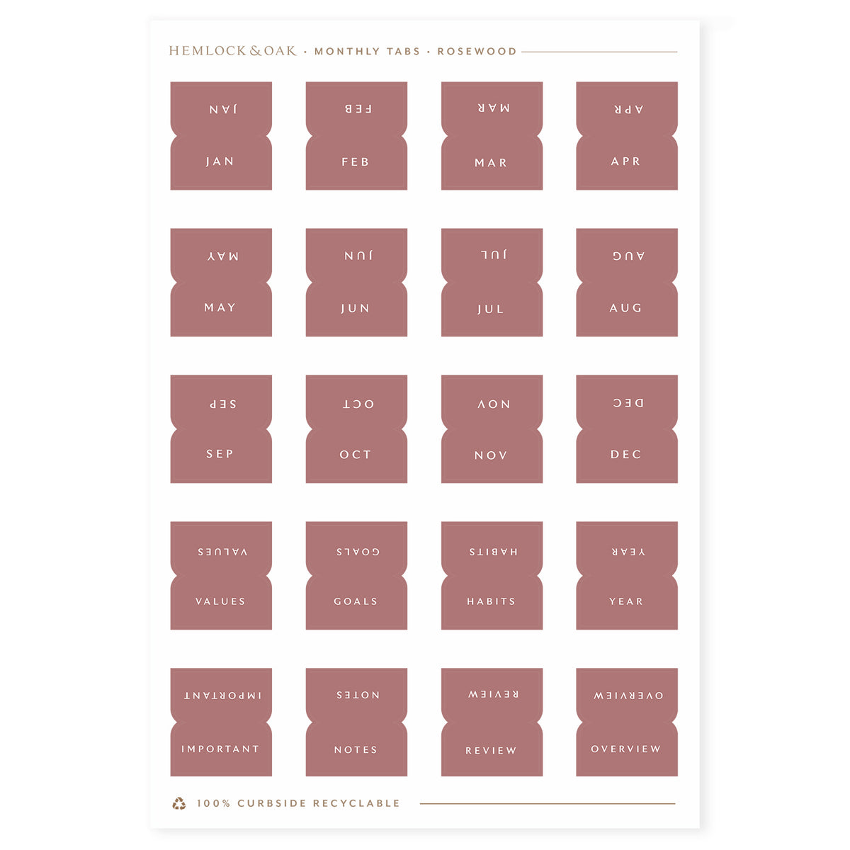 Monthly Tabs in Rosewood #color_rosewood
