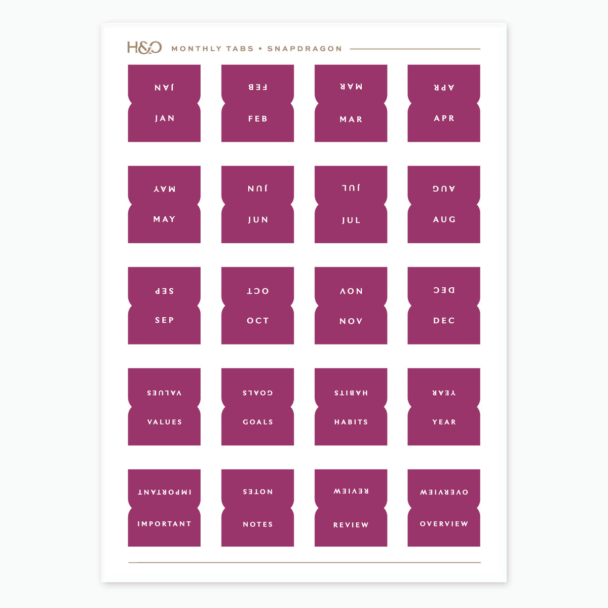 Monthly Tabs in Snapdragon #color_snapdragon