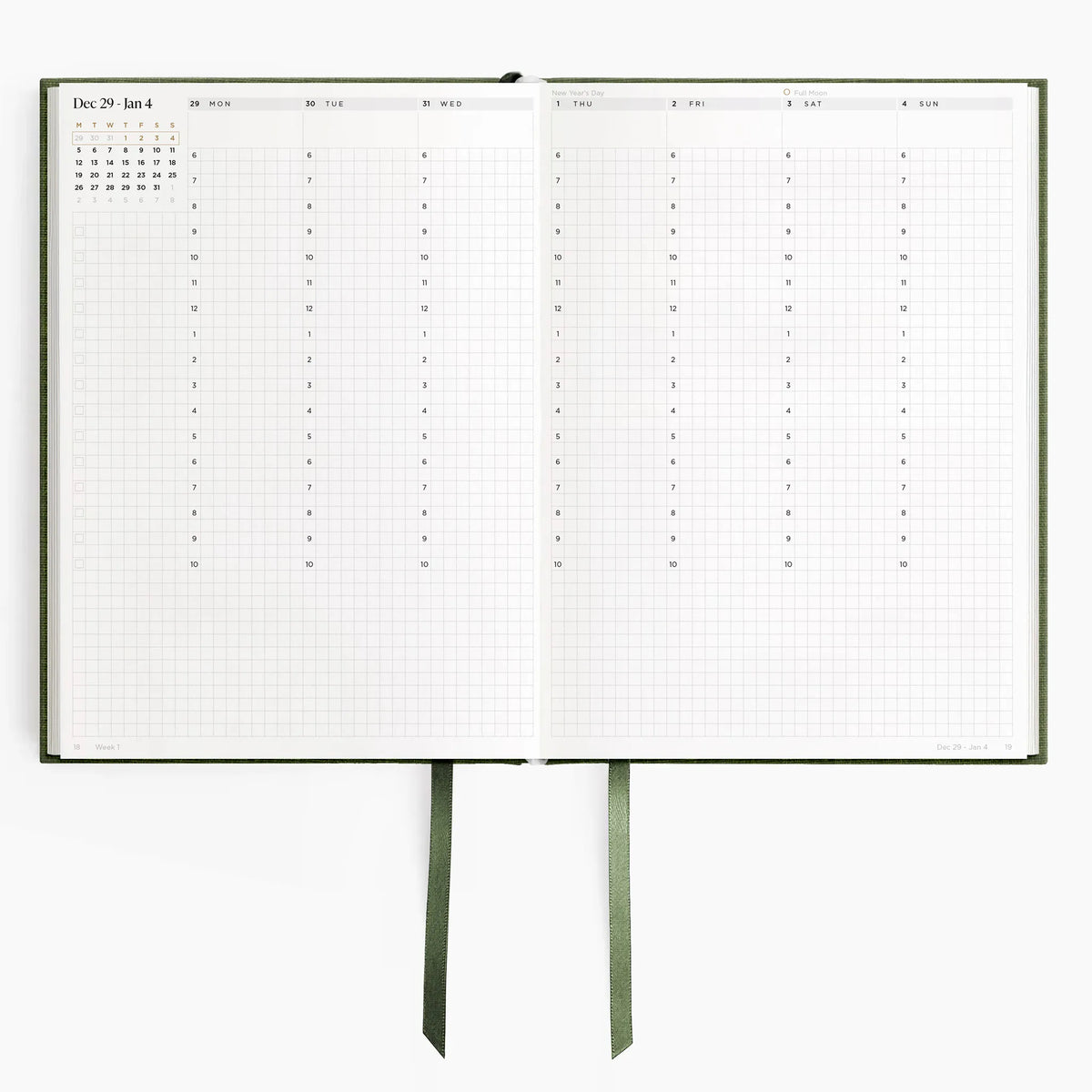 2026 A5 Minimalist Vertical Planner (Hardcover) in Moss #color_moss