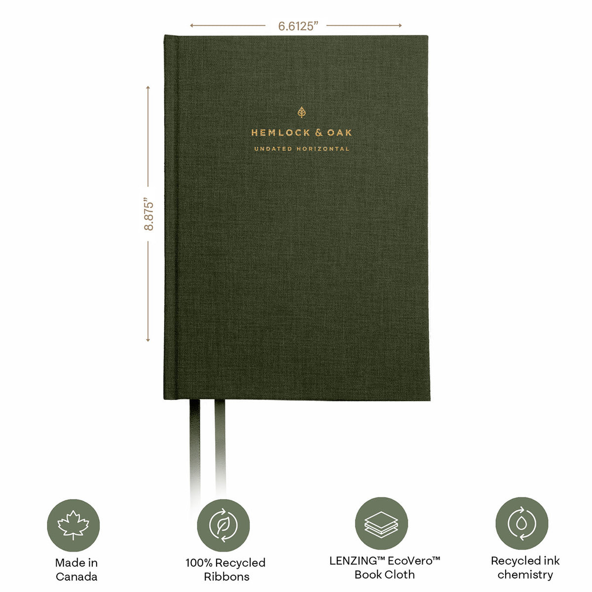 Undated Horizontal Weekly Planner (12-Month, Hardcover, 120gsm) in Moss #color_moss