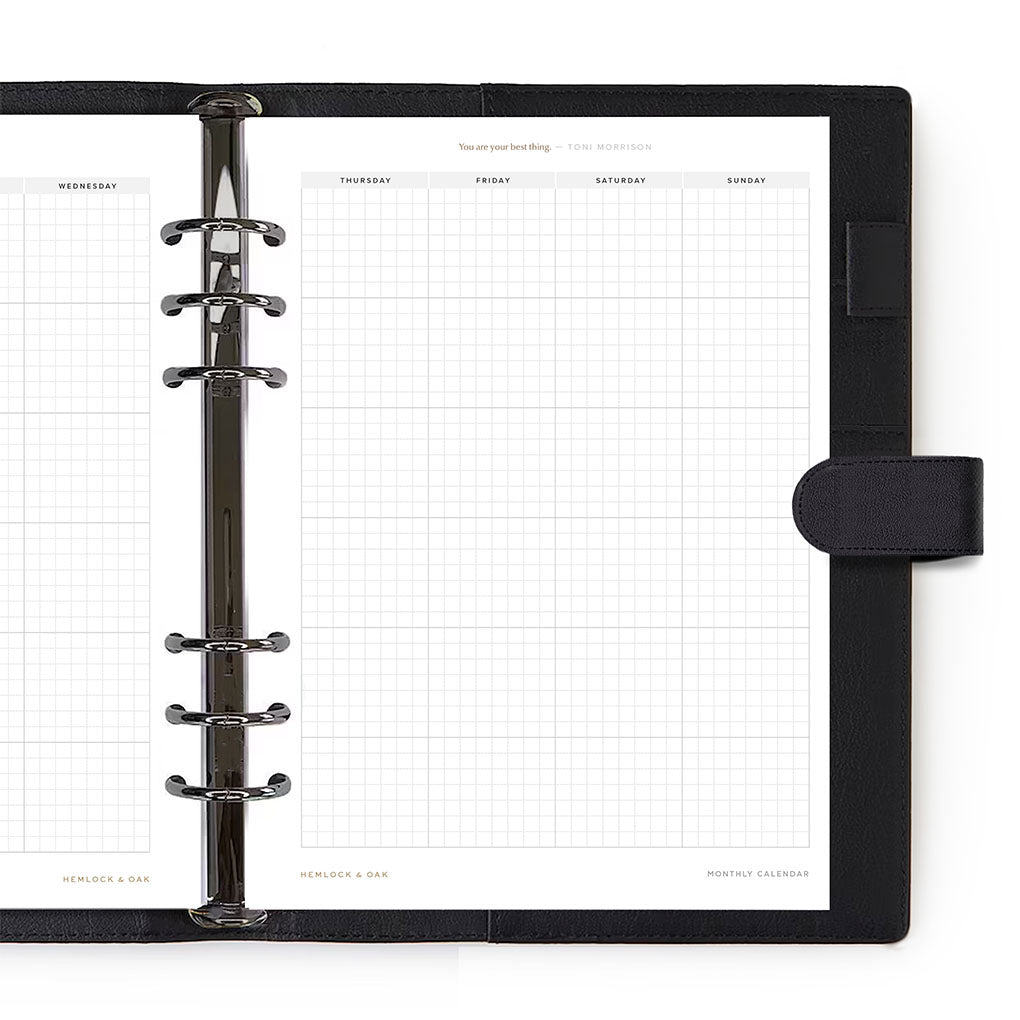 Undated Monthly Calendar Inserts in Ringbound - A5 - detail view #color_ Ringbound - A5