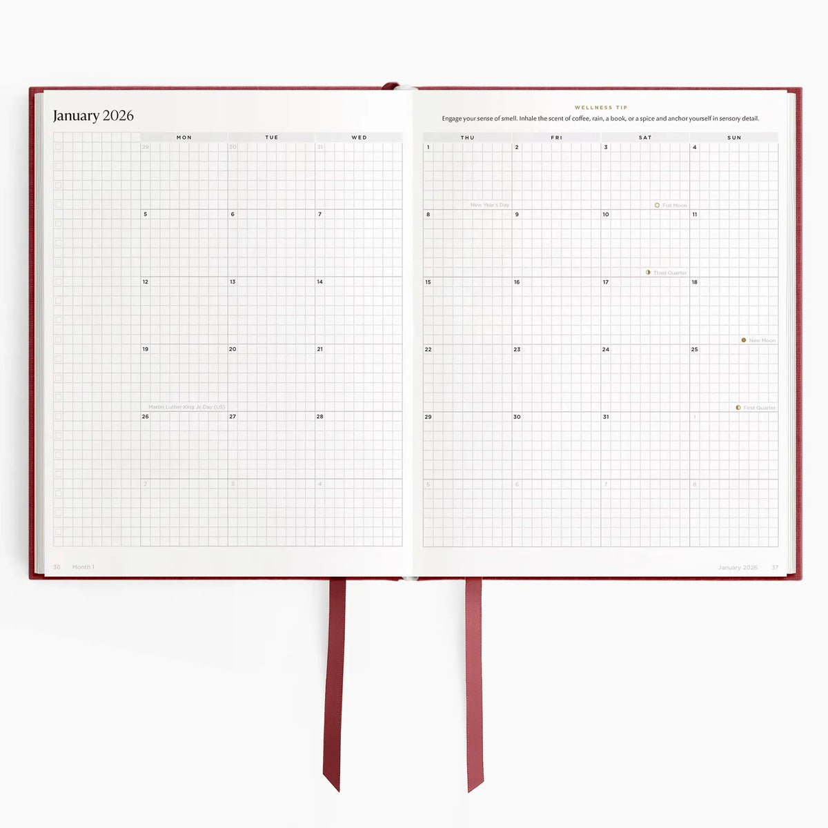 2026 Weekly Planner (Hardcover) in Scarlet Oak #color_scarlet oak