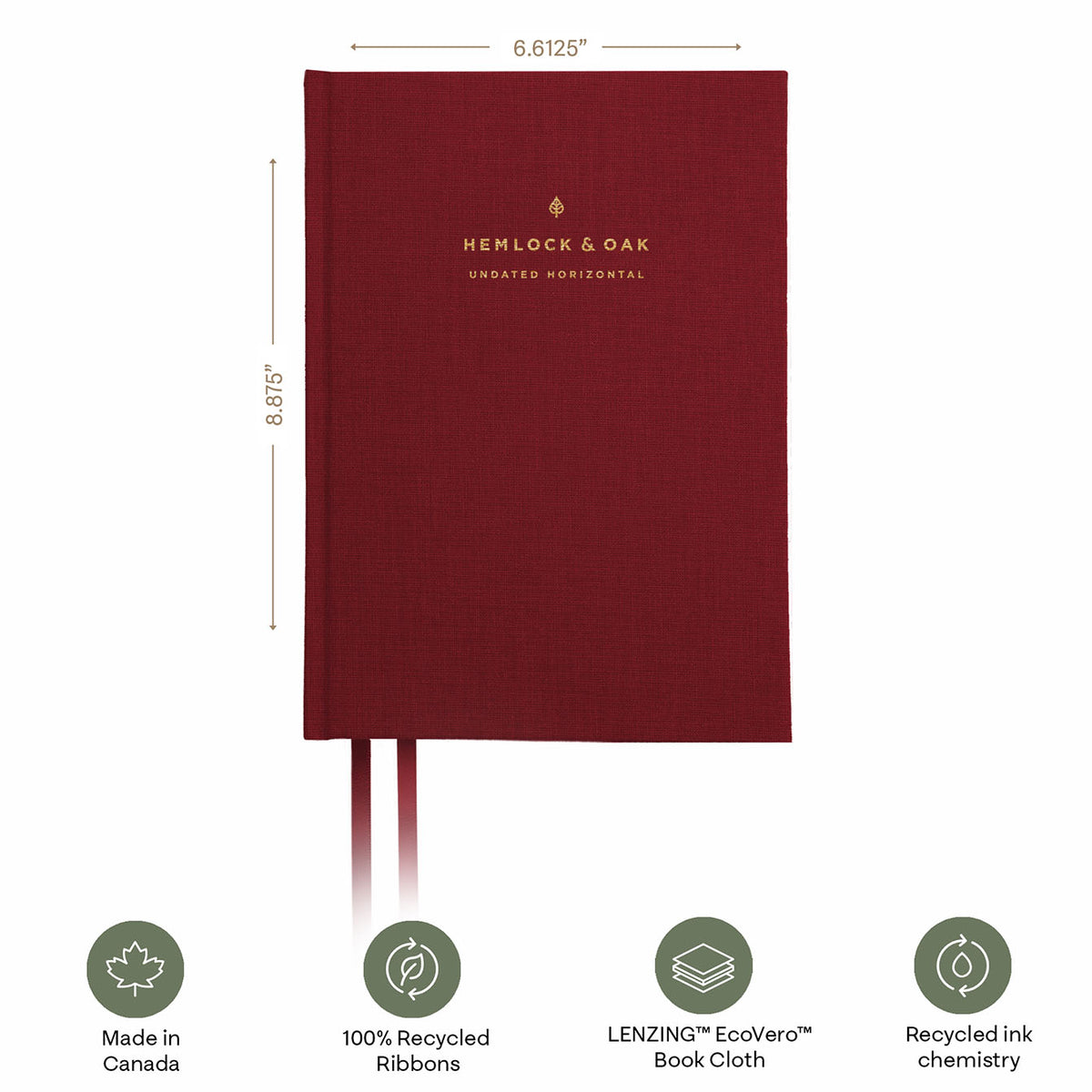 Undated Horizontal Weekly Planner (12-Month, Hardcover, 120gsm) in Scarlet Oak #color_scarlet oak