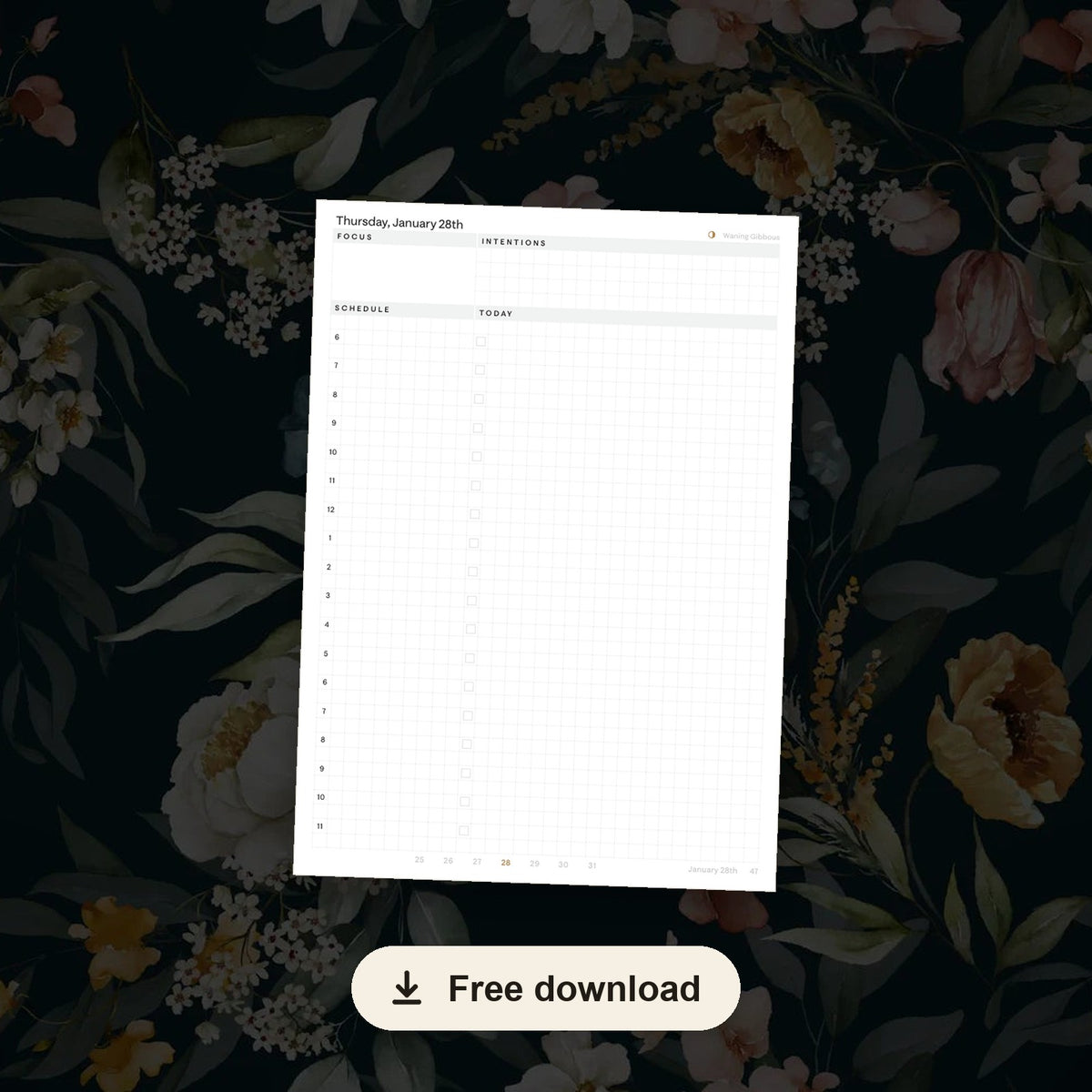 2027 B6 Minimalist Daily Planner — free printable download