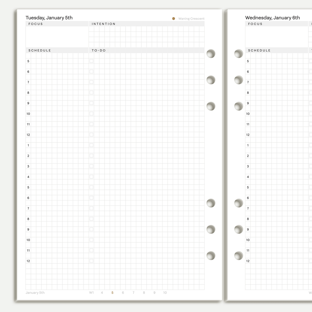 2027 Daily Inserts, A5 six-ring, daily layout