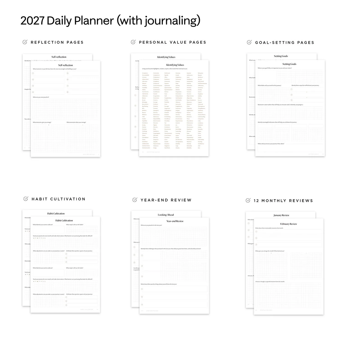 Hemlock & Oak 2027 dated planner - detail view