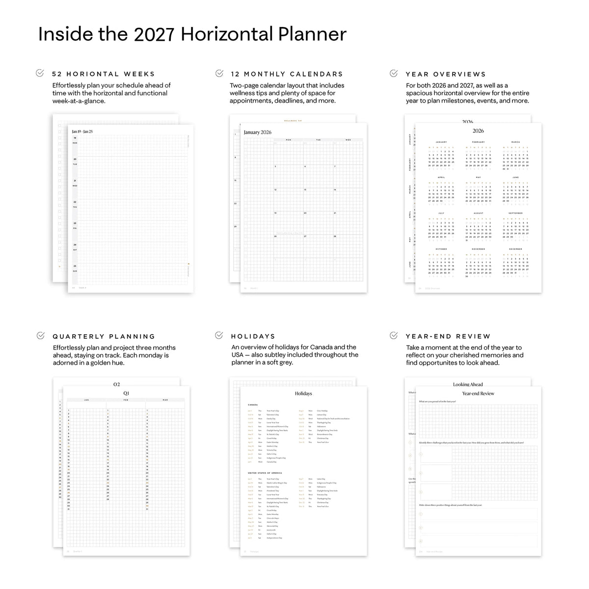 Hemlock & Oak 2027 dated planner - detail view