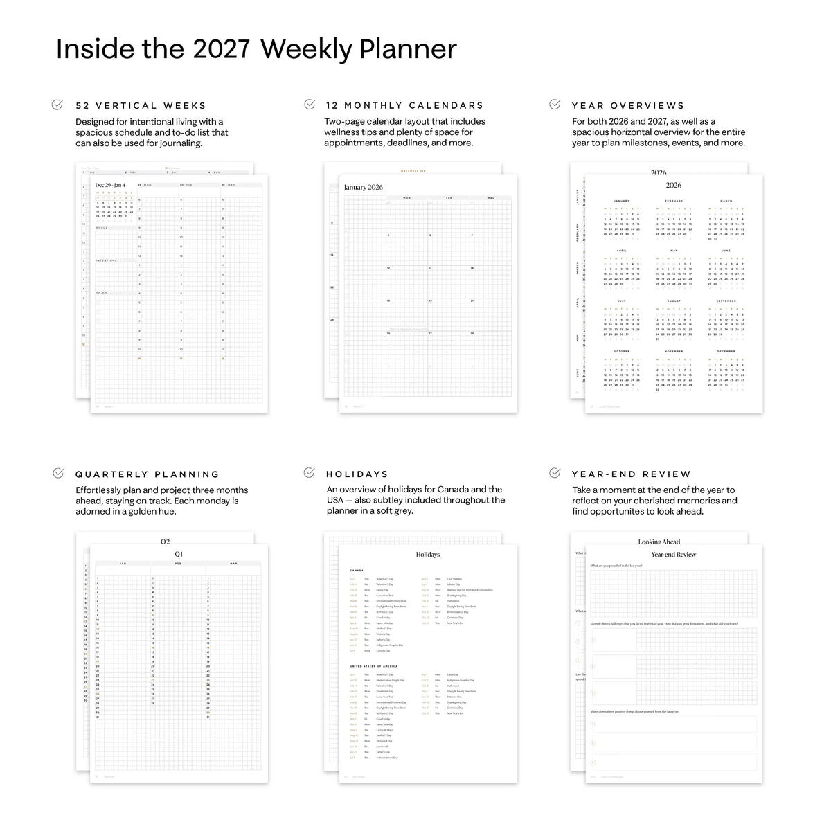 Hemlock & Oak 2027 dated planner - detail view