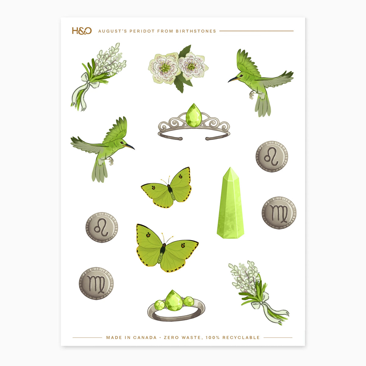 Birthstones Stickers in August's Peridot #color_August's Peridot