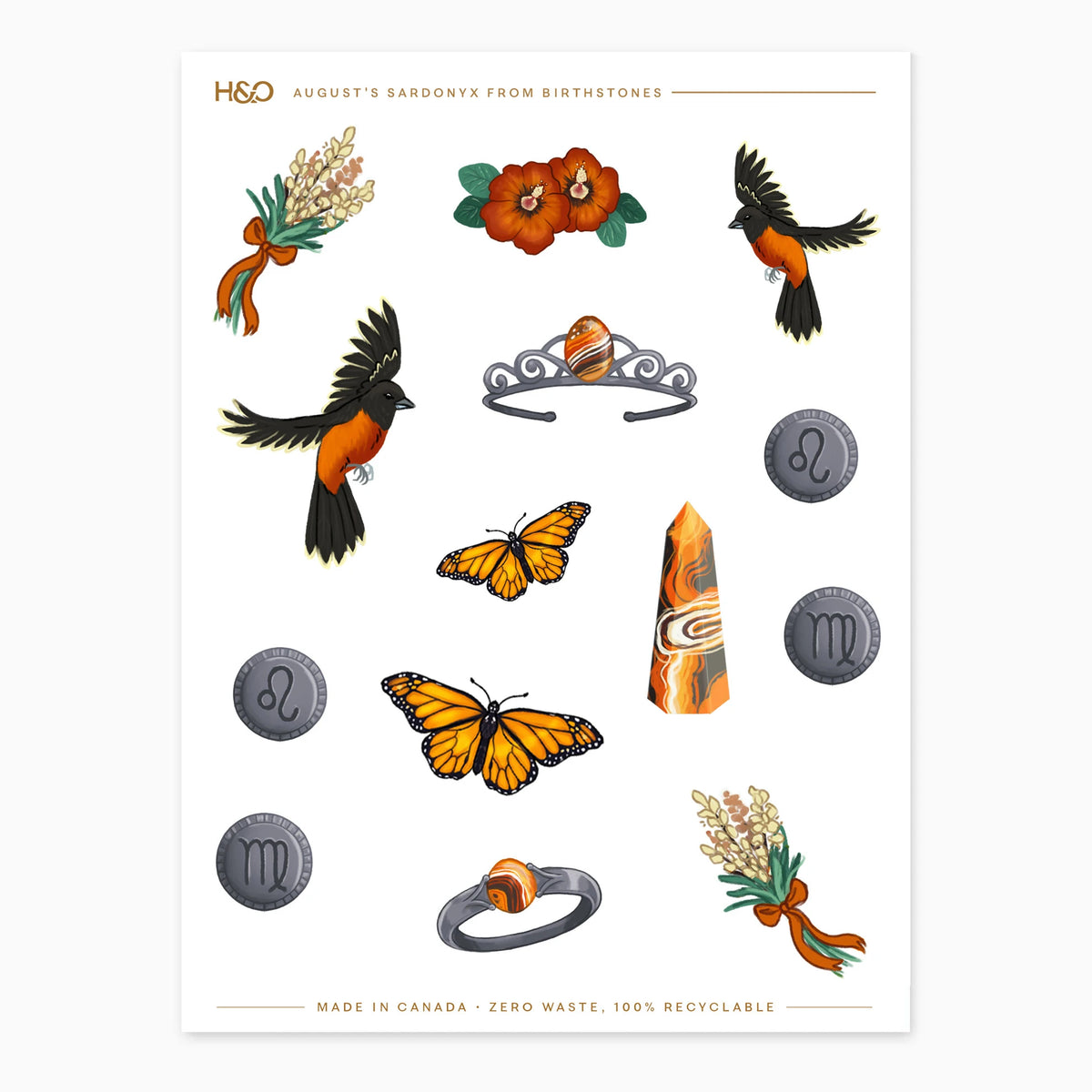 Birthstones Stickers in August's Sardonyx #color_August's Sardonyx