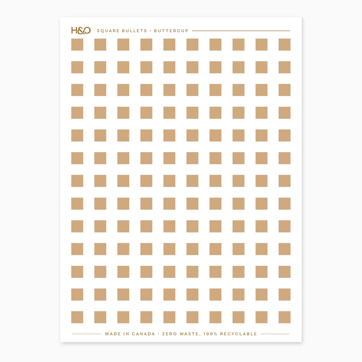 Square Bullets planner stickers in Buttercup, Hemlock & Oak