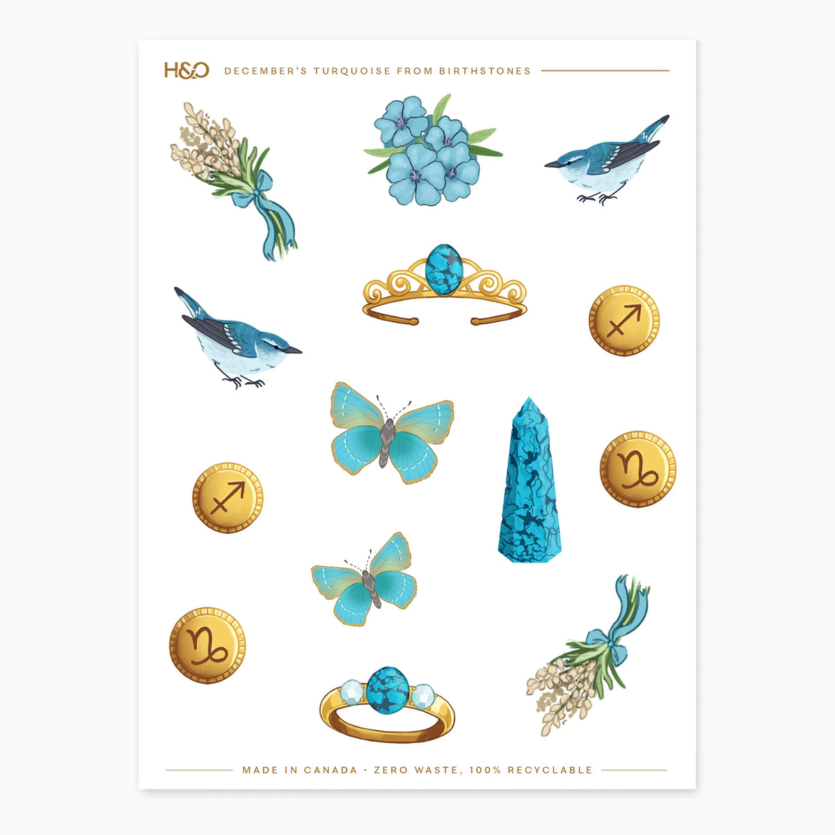 Birthstones Stickers in December's Turquoise #color_December's Turquoise