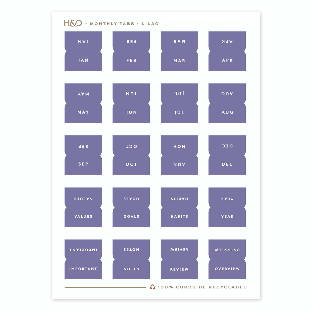 Monthly Tabs in Lilac #color_lilac