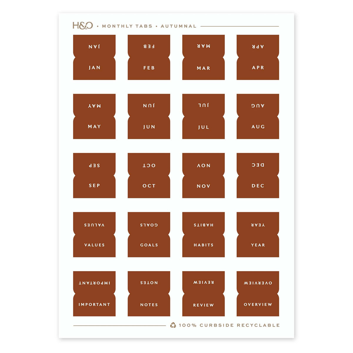 Monthly Tabs in Autumnal #color_autumnal