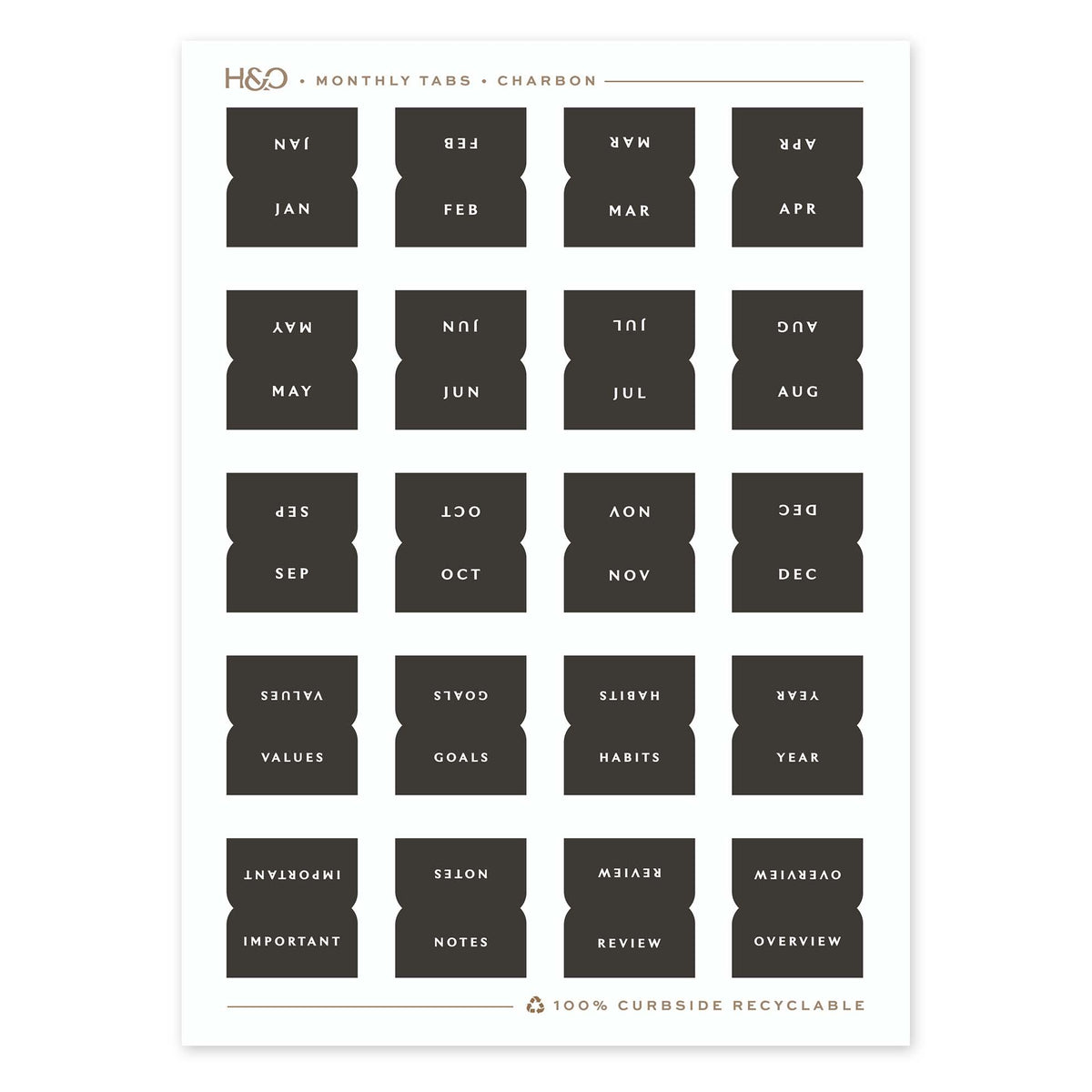 Monthly Tabs in Charbon #color_charbon