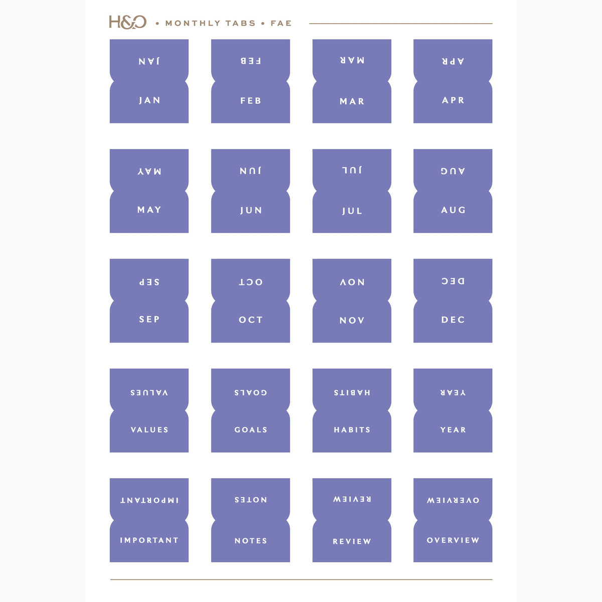 Monthly Tabs in Fae #color_fae