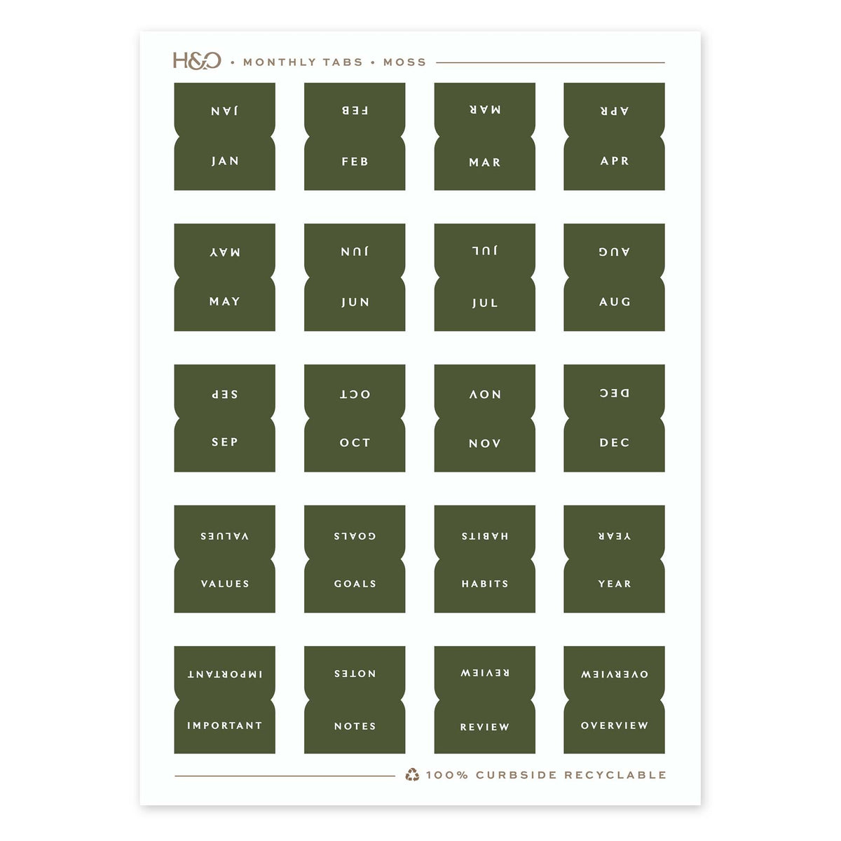Monthly Tabs in Moss #color_moss