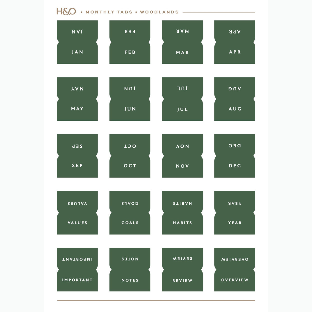 Monthly Tabs in Woodlands #color_woodlands