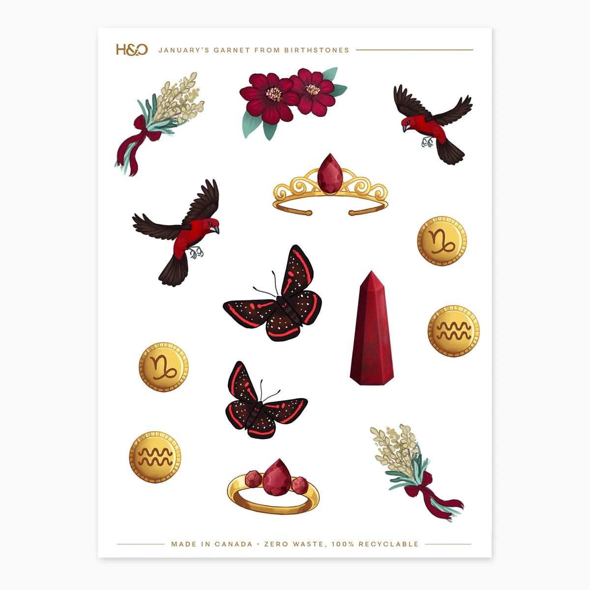 Birthstones Stickers in January's Garnet #color_January's Garnet