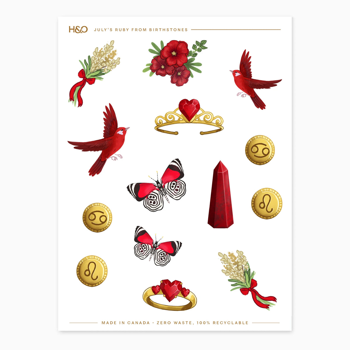 Birthstones Stickers in July's Ruby #color_July's Ruby