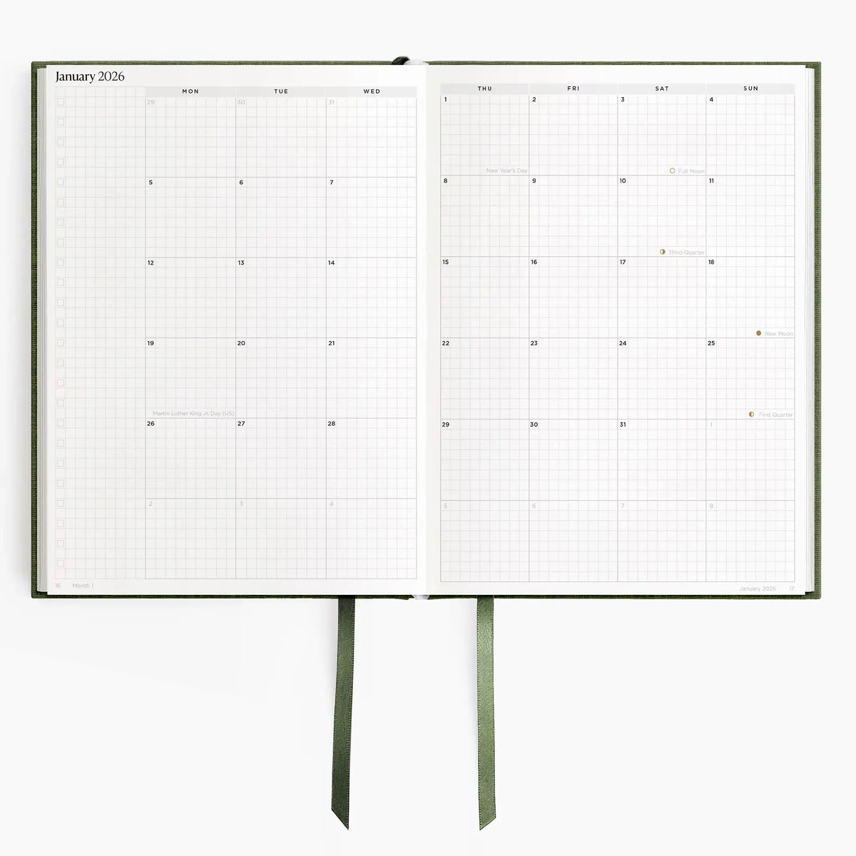 Hemlock & Oak dated planners in Moss #color_moss