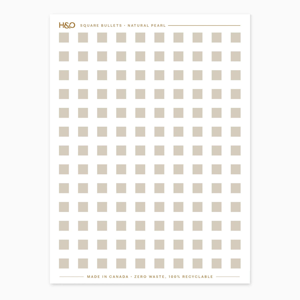 Square Bullets planner stickers in Natural Pearl, Hemlock & Oak