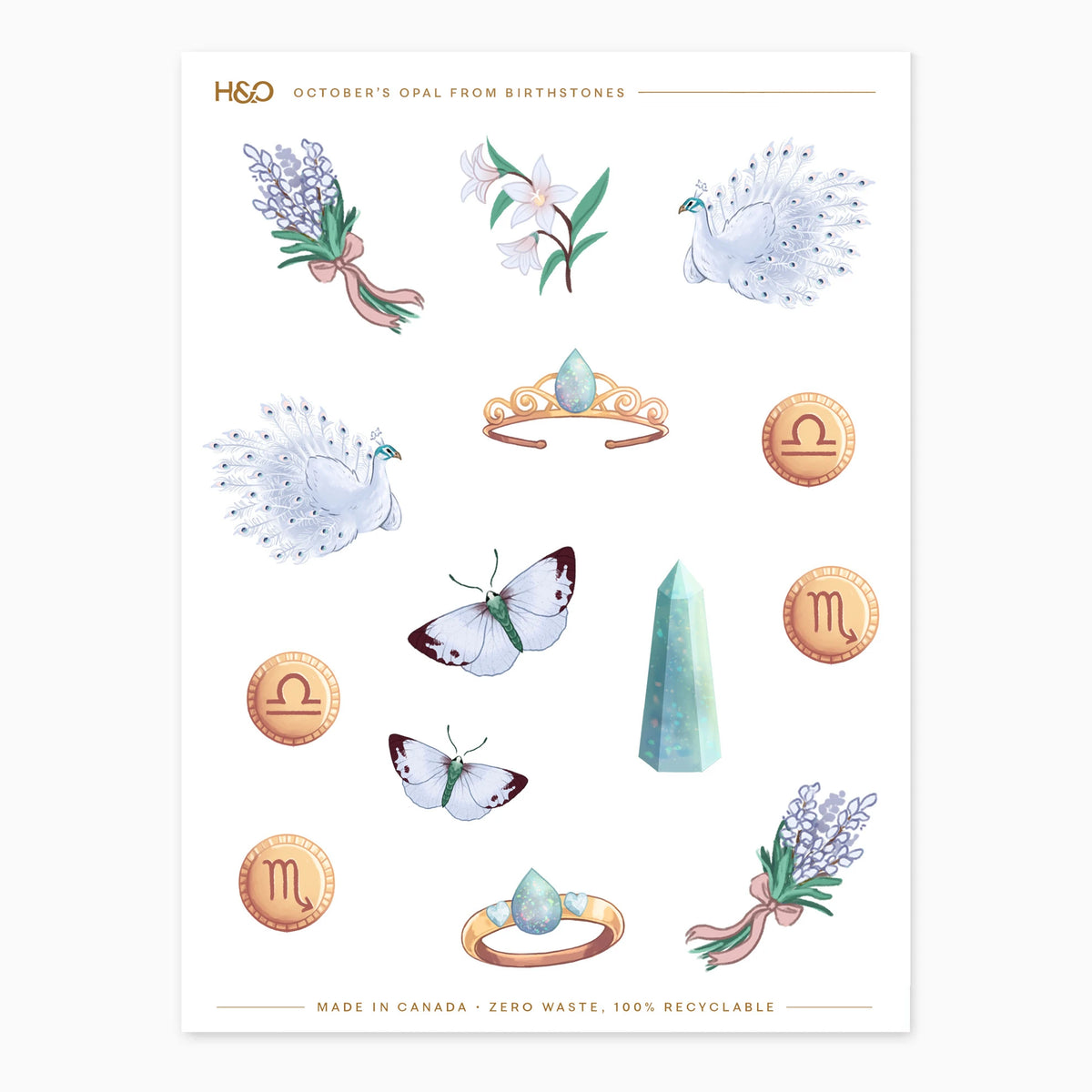 Birthstones Stickers in October's Opal #color_October's Opal