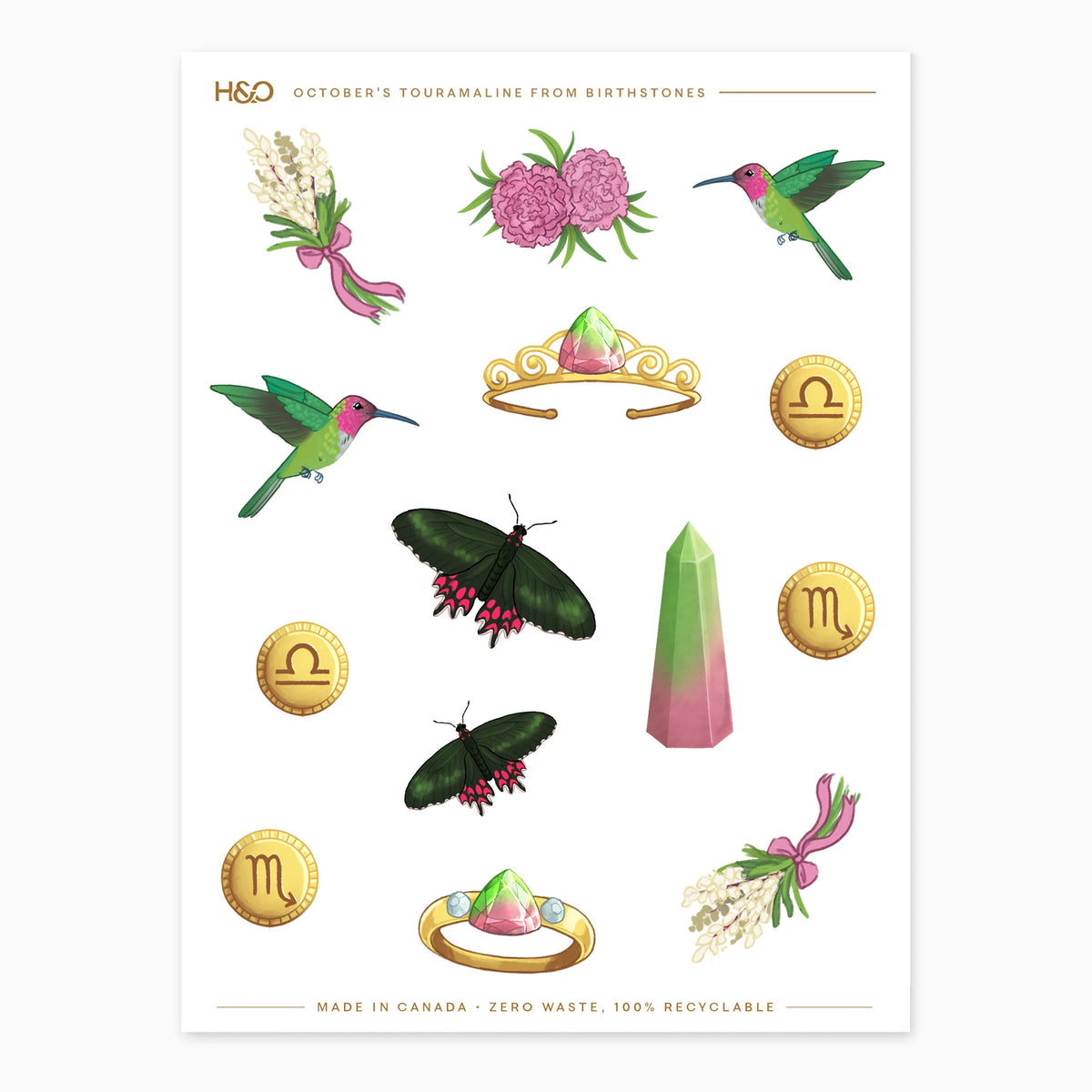 Birthstones Stickers in October's Touramaline #color_October's Touramaline