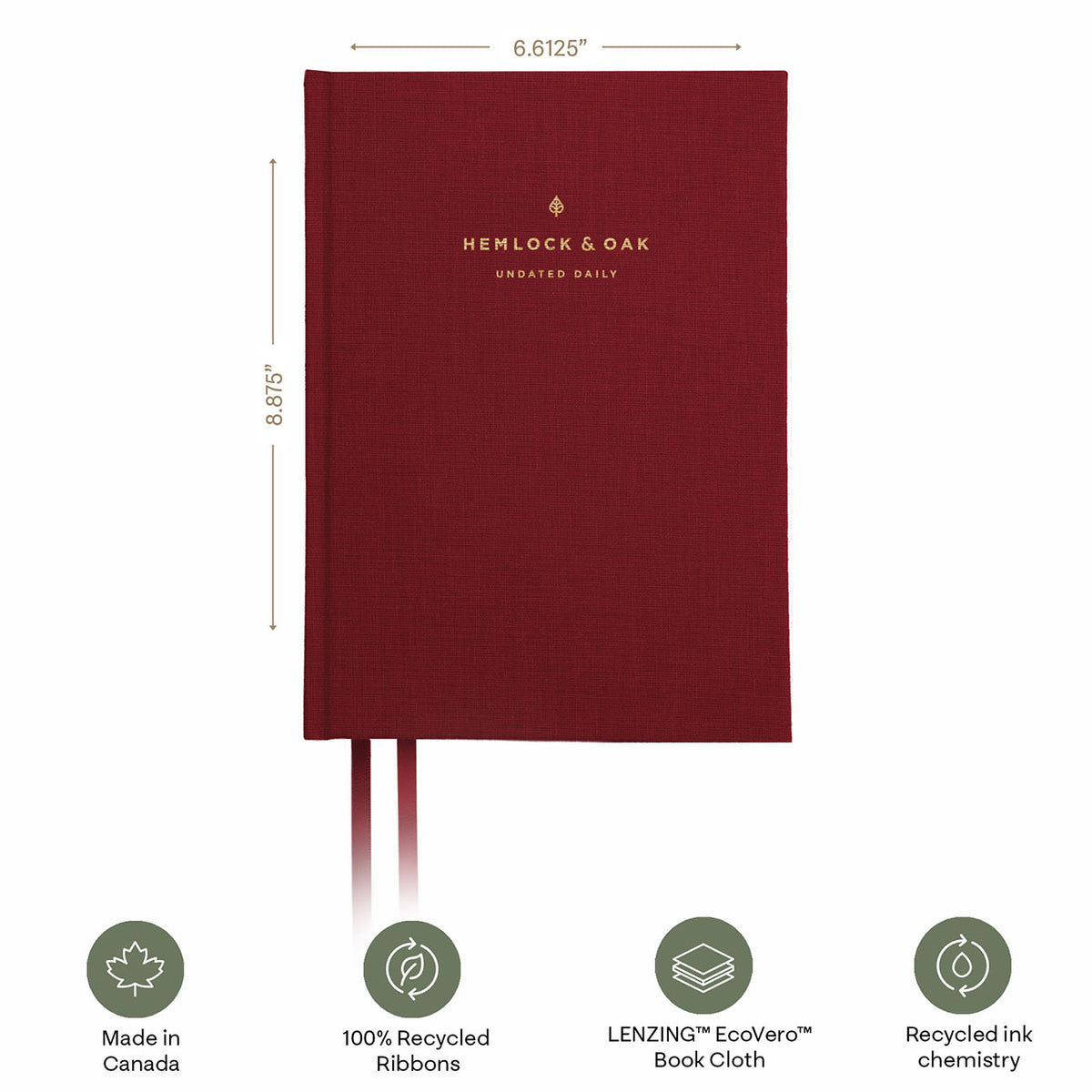 Undated Daily Planner (6-Month, Hardcover, 120gsm) in Scarlet Oak #color_scarlet oak