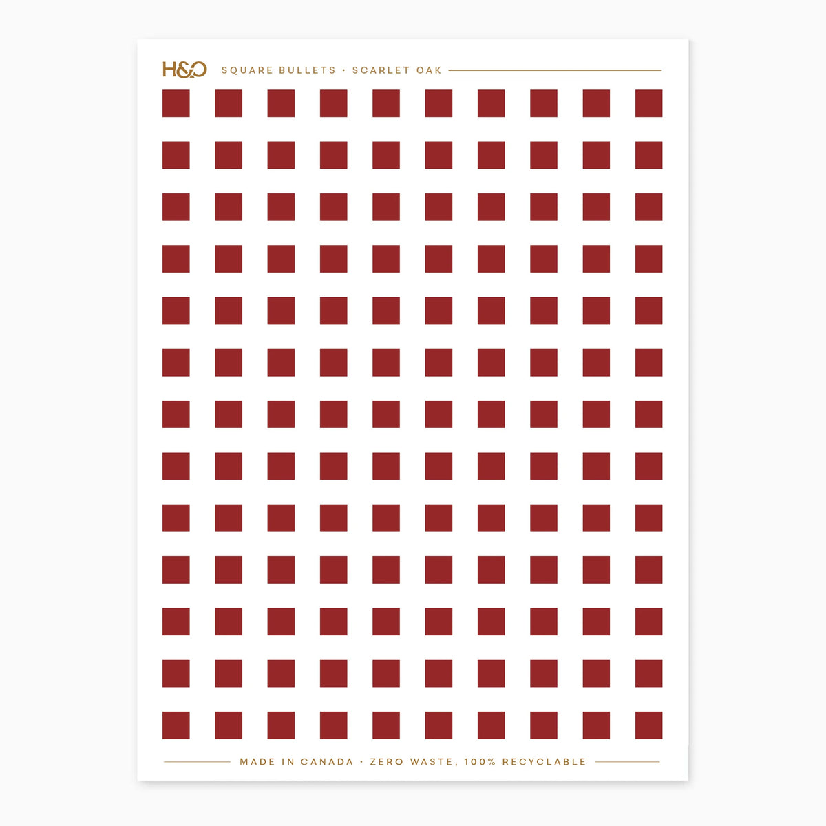 Square Bullets Stickers in Scarlet Oak #color_scarlet oak