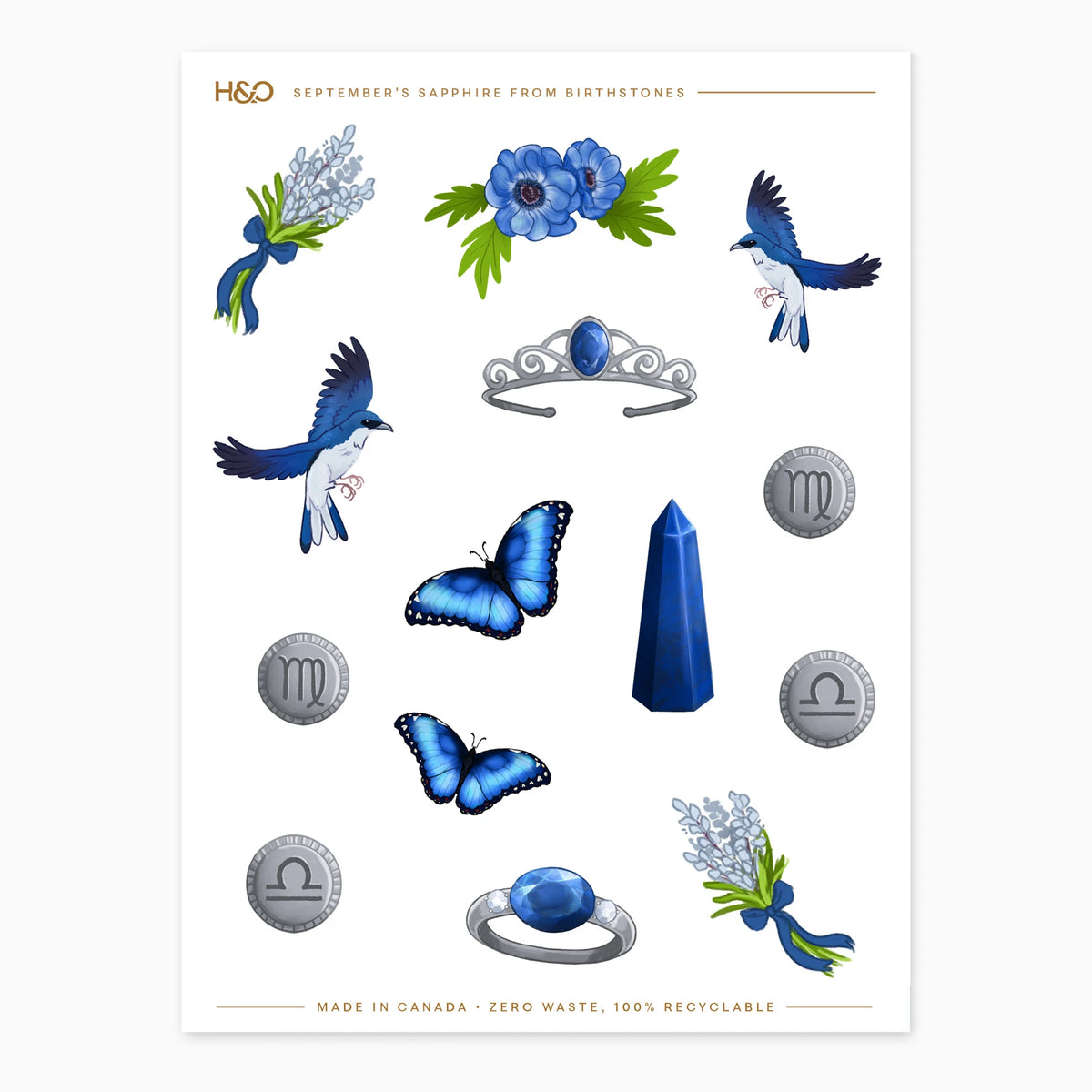Birthstones Stickers in September's Sapphire #color_September's Sapphire