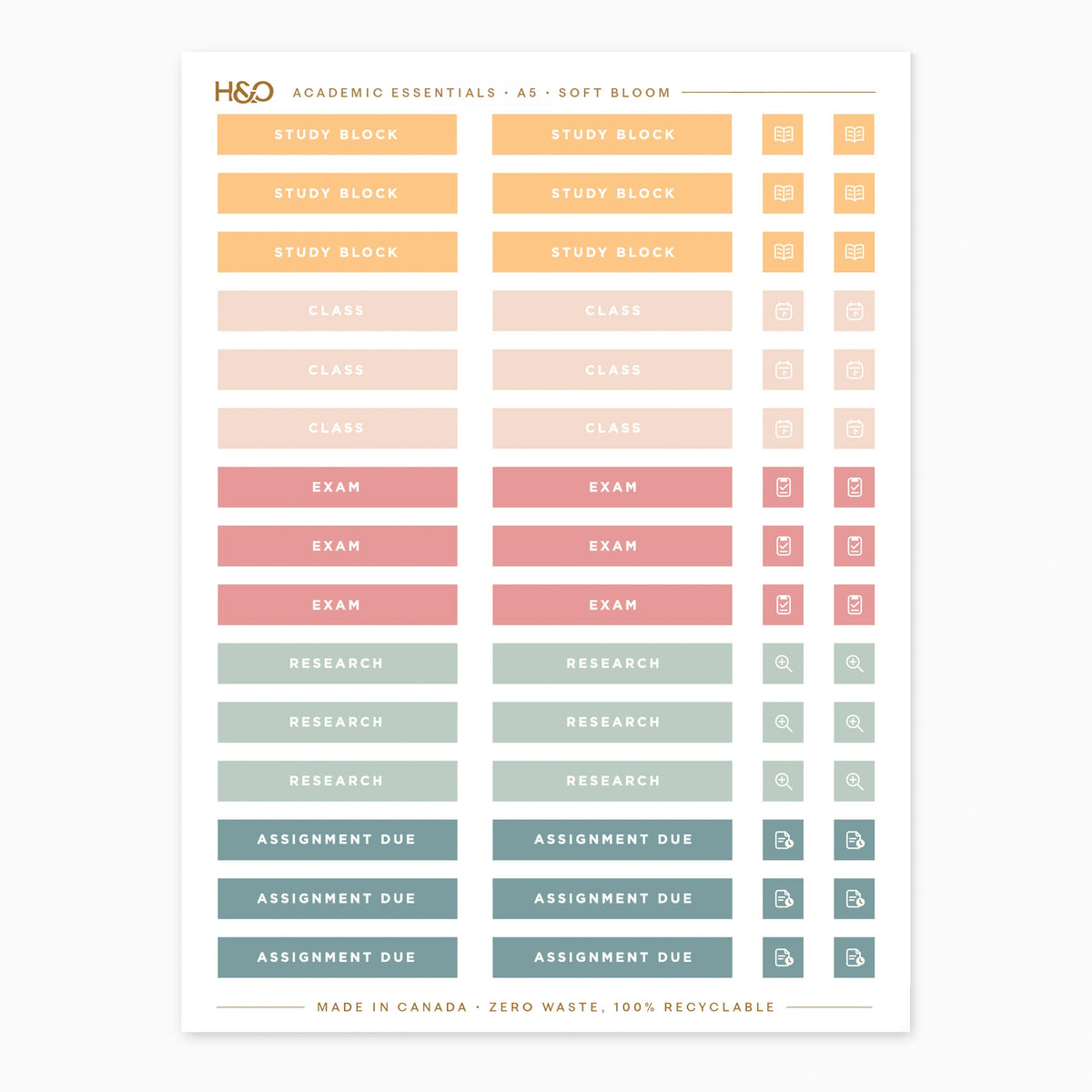 Academic Essential Stickers in Soft Bloom #color_soft bloom