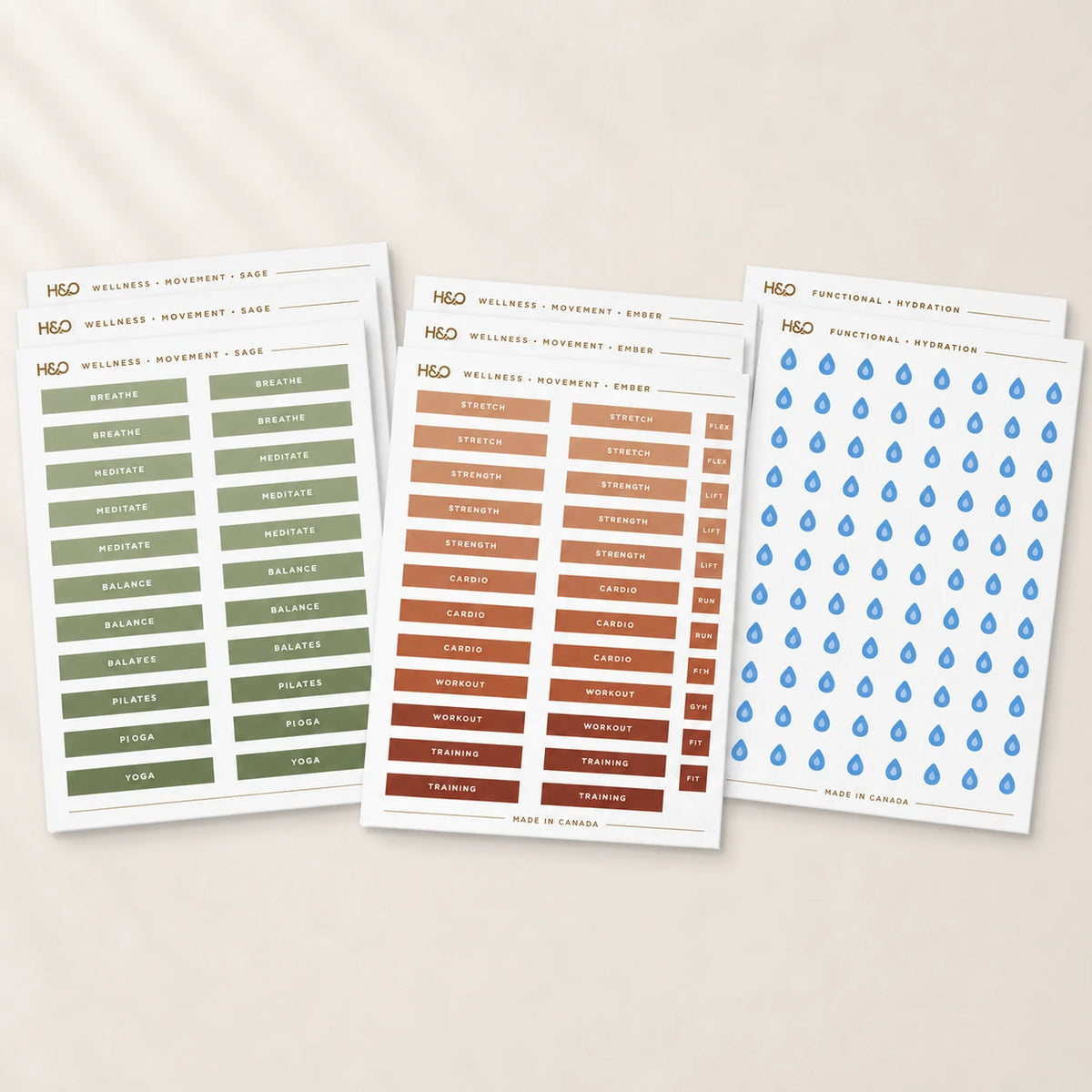 The Move & Hydrate Sticker Bundle (8 Sheets) - detail view