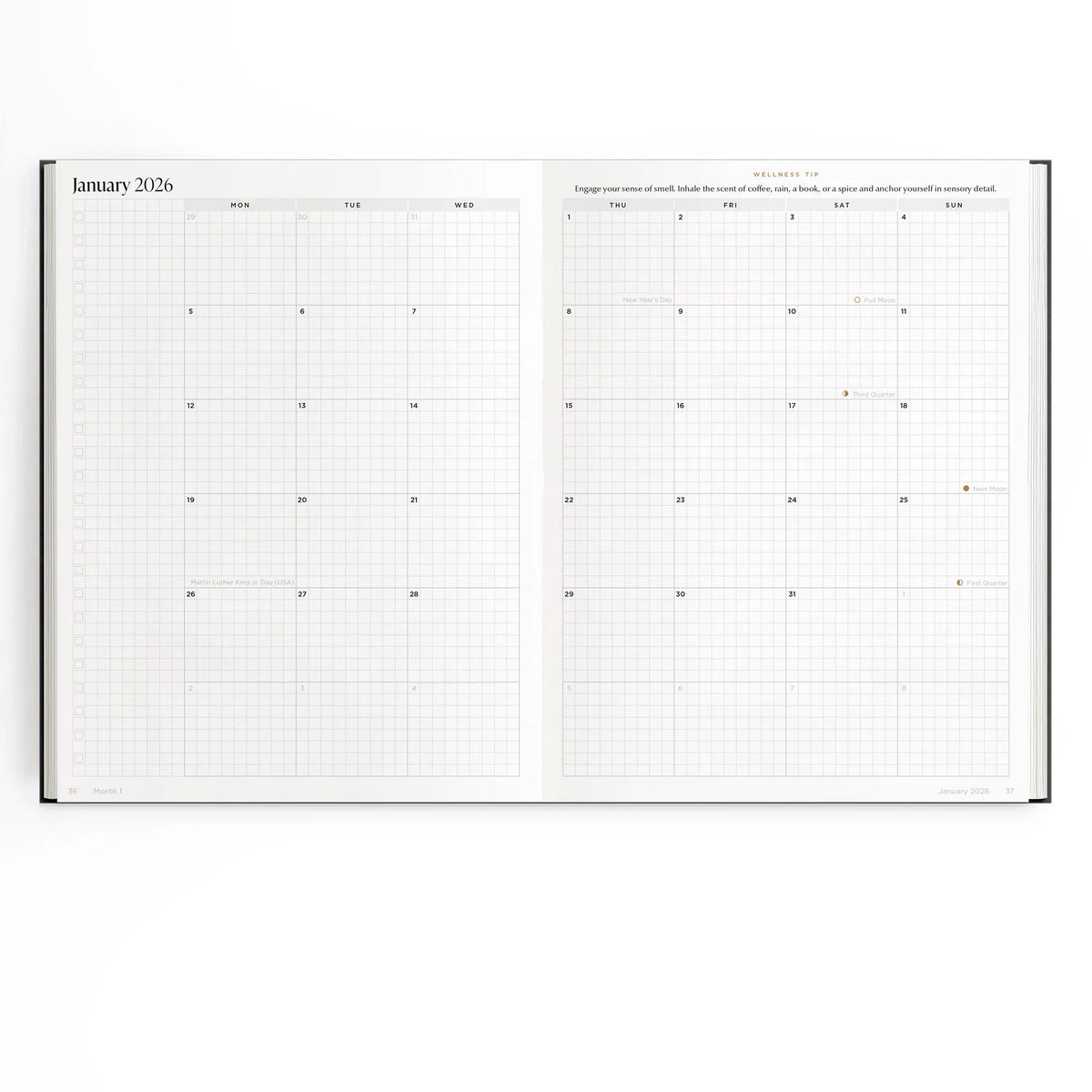 2026 Horizontal Planner (Cloth Flex) in Charbon #color_charbon