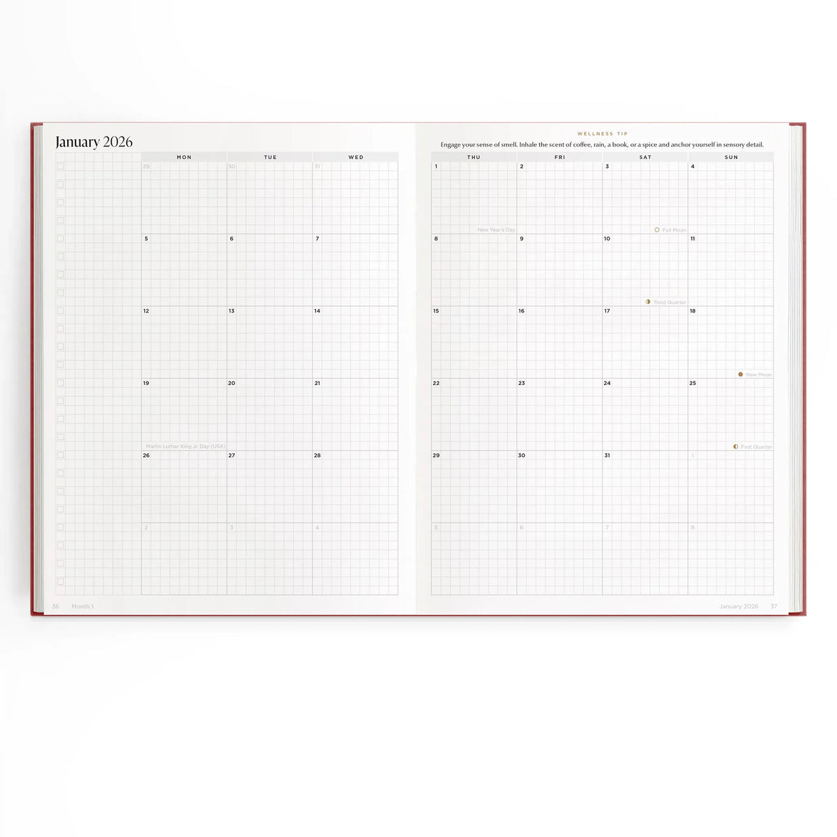2026 Horizontal Planner (Cloth Flex) in Scarlet Oak #color_scarlet oak