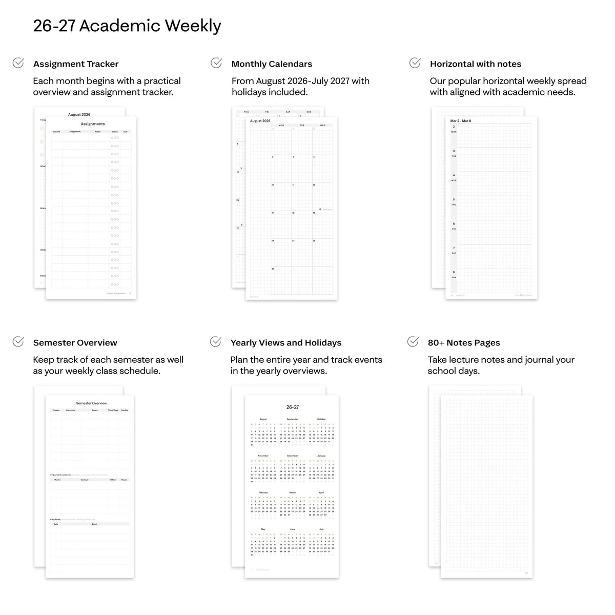 26-27 Academic Planner Special Edition (Hardcover, Compact, Archivist 70gsm) - product specifications on 70gsm paper