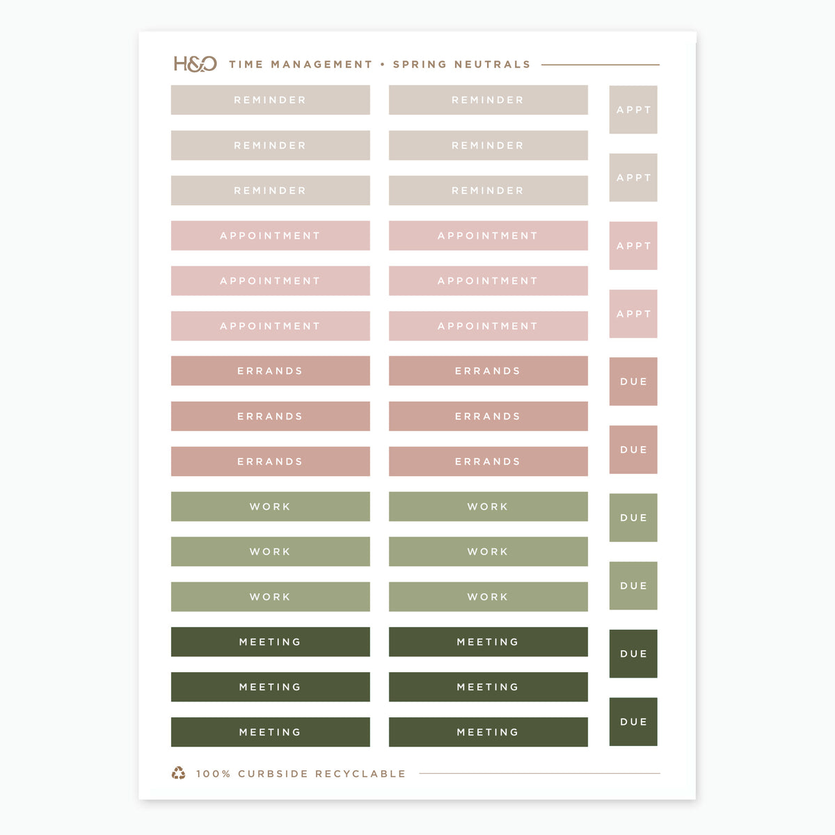 Time Management Stickers in Spring Neutrals #color_spring neutrals