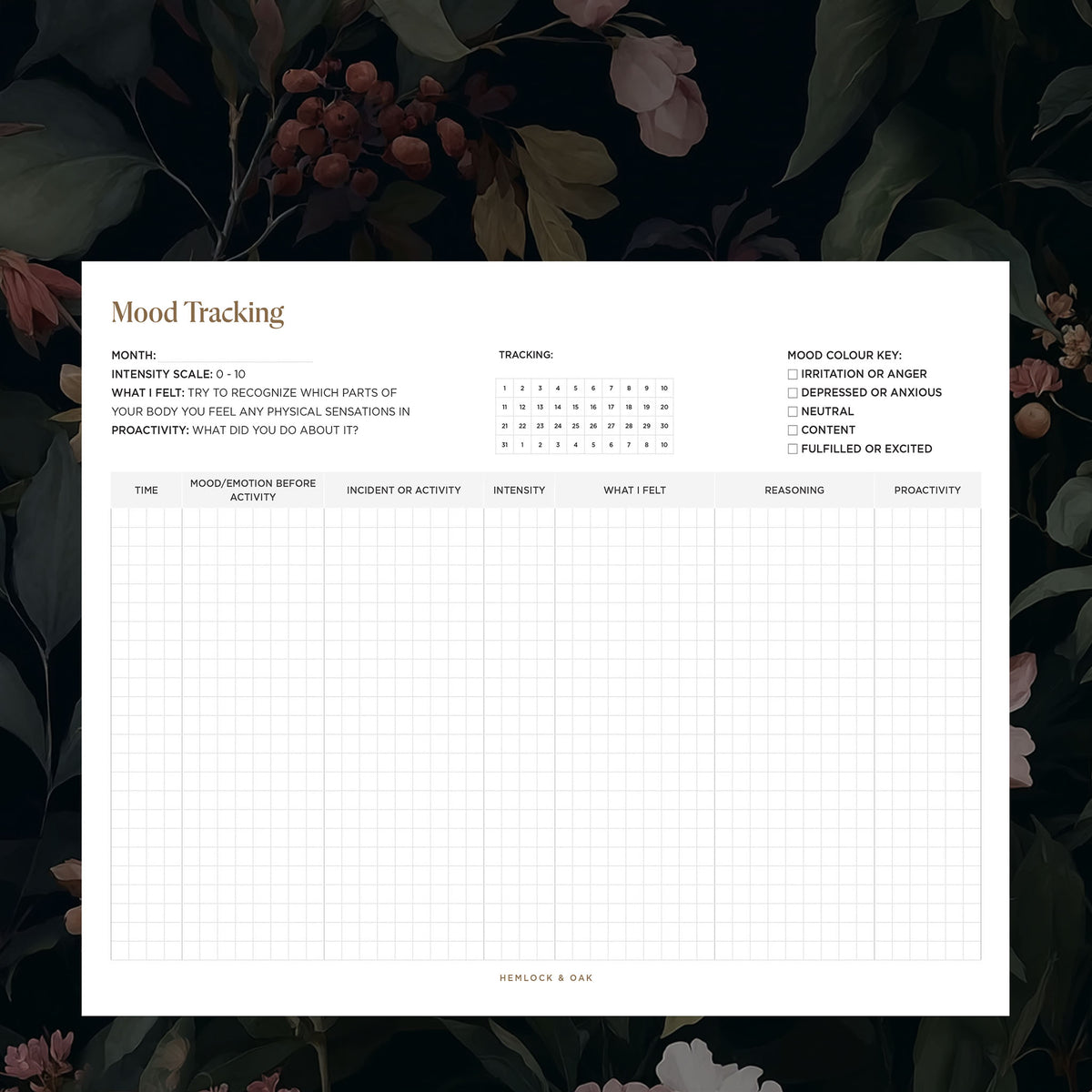 Printable Mood Tracker Download - Made in Canada #color_